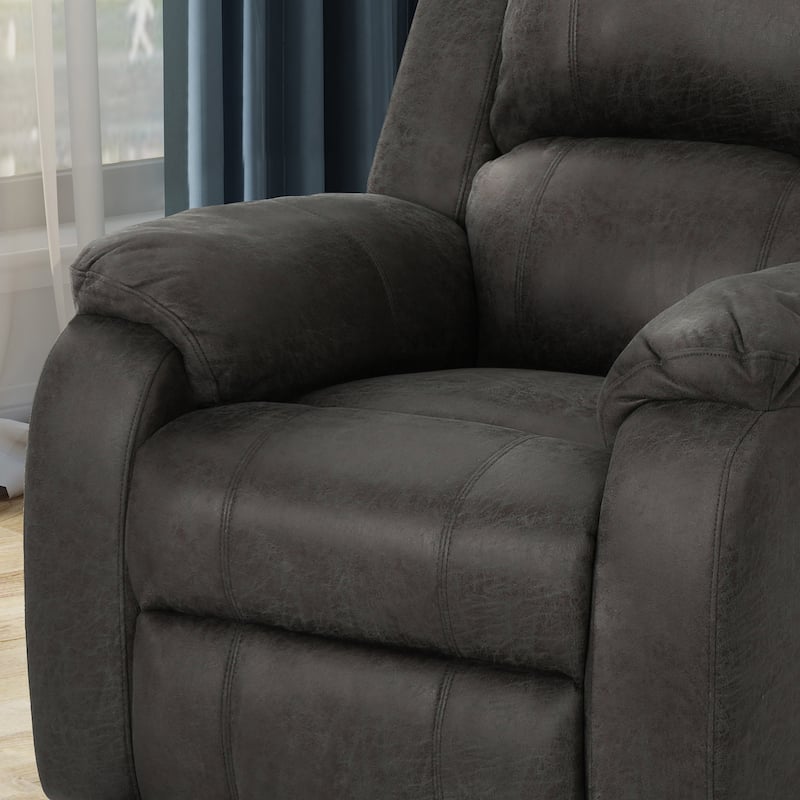 Upholstered Linen Manual Recliner Sofa Chair with Adjustable Backrest and Footrest, Modern Home Lounge Chair for Living Room