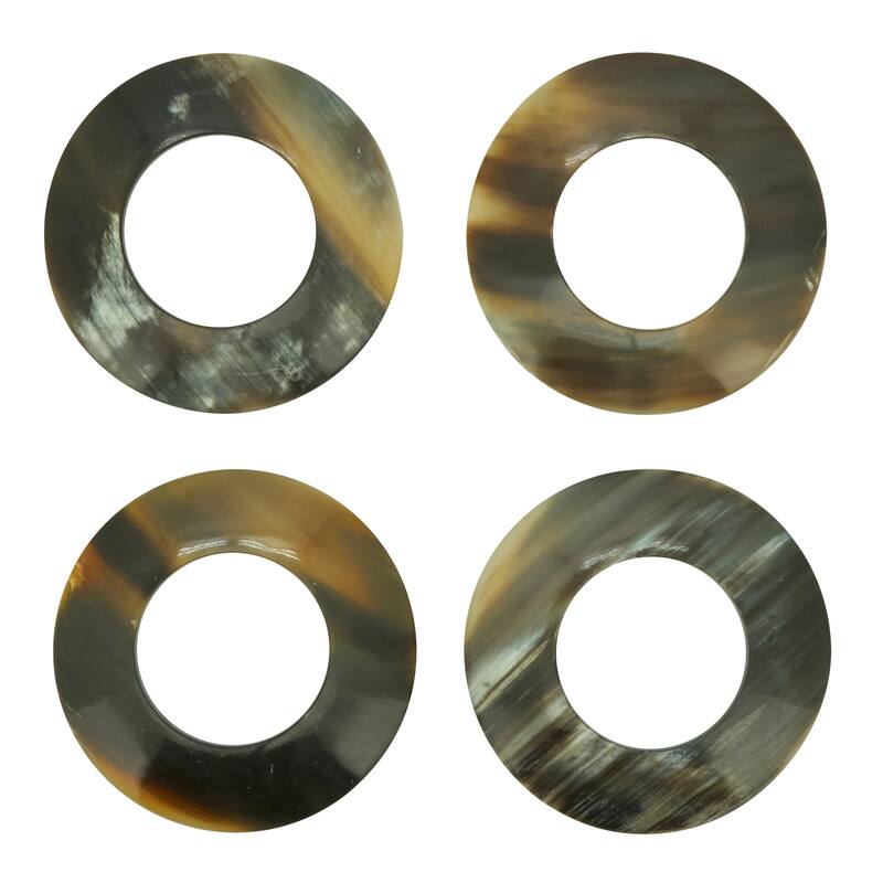 Round Design Horn Napkin Rings (Set of 4) - Brown