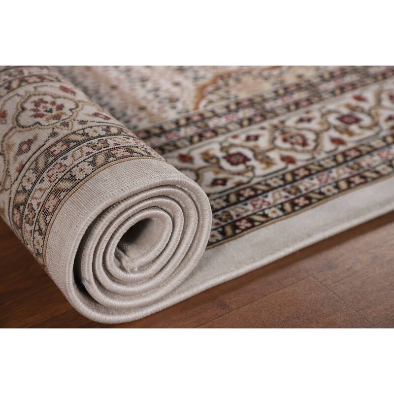 Geometric Tabriz Turkish Area Rug Machine Made Carpet - 5'2" x 7'9"