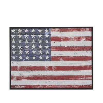 Wood American Flag Wall Decor with Black Frame - Red - Roche River Decor