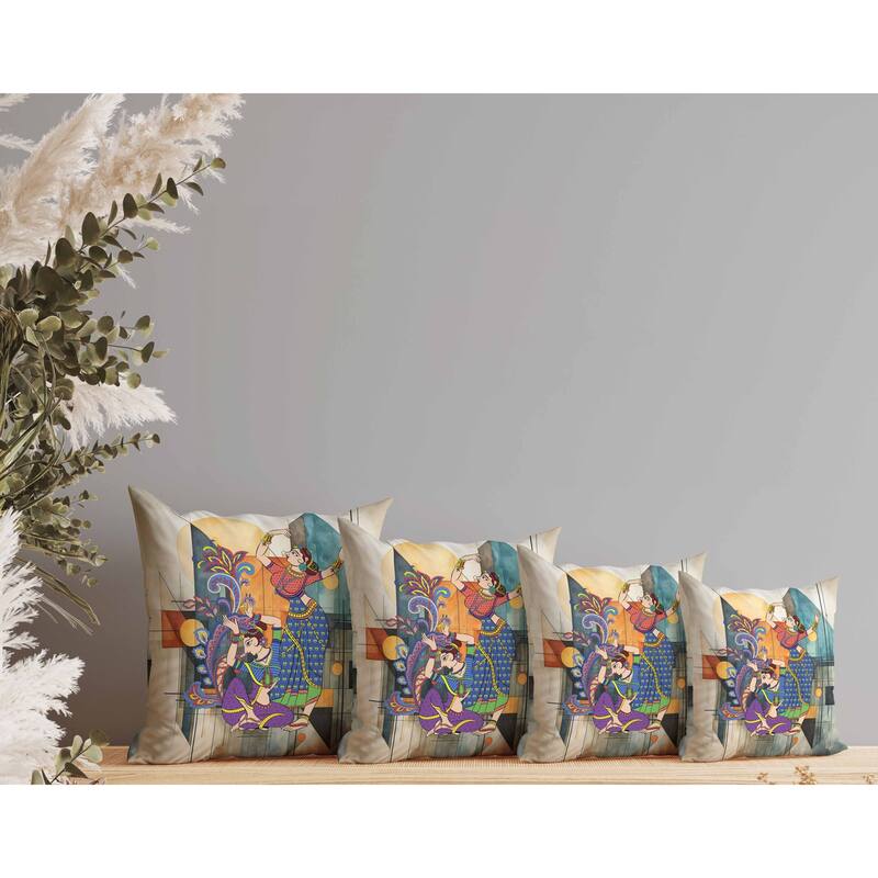 Grace in Motion Faux Suede Reversible Throw Pillow Orange and Blue