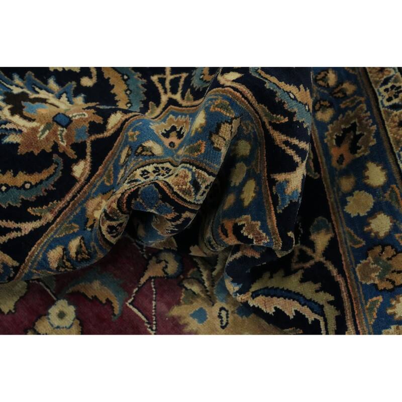 Hand Knotted Oriental 100% Wool Carpet Traditional Floral Red Mashad Area Rug - 13' 0'' X 9' 10''