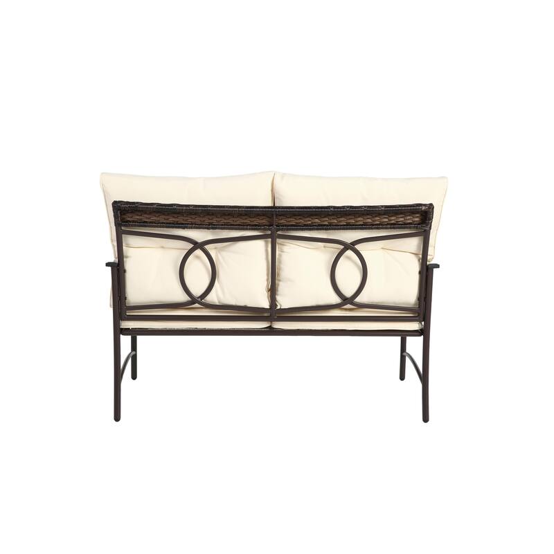 Classic Patio Sofa Wicker Conversation Set Rattan Sofa Chair wTable