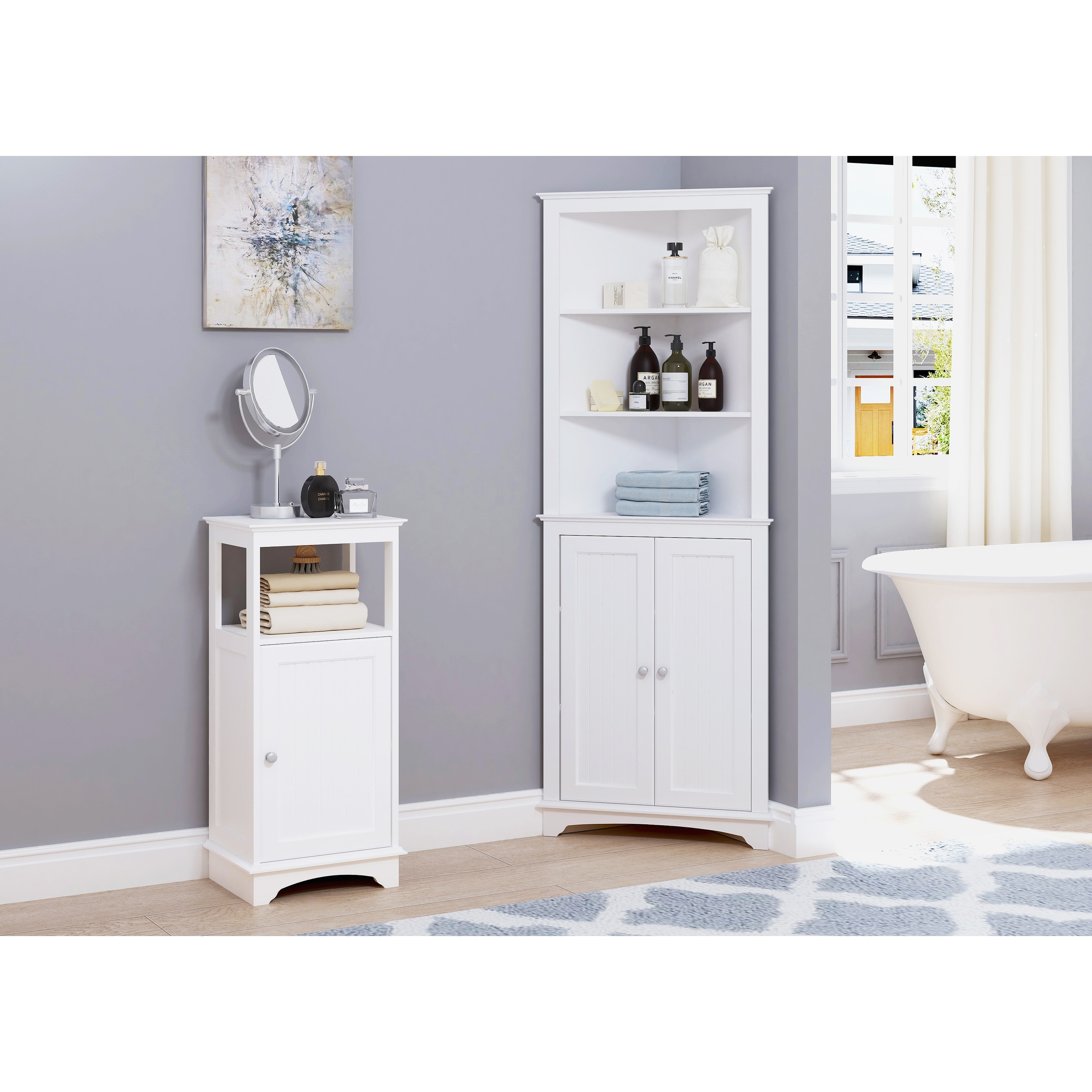 Bathroom Storage Corner Cabinet with Adjustable Shelves - Bed Bath & Beyond  - 36661995