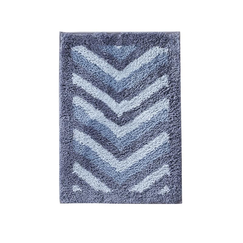 Clara Clark Non Slip Shaggy Bath Rug Set - Chevron Design Ultra Soft Bathroom Mat