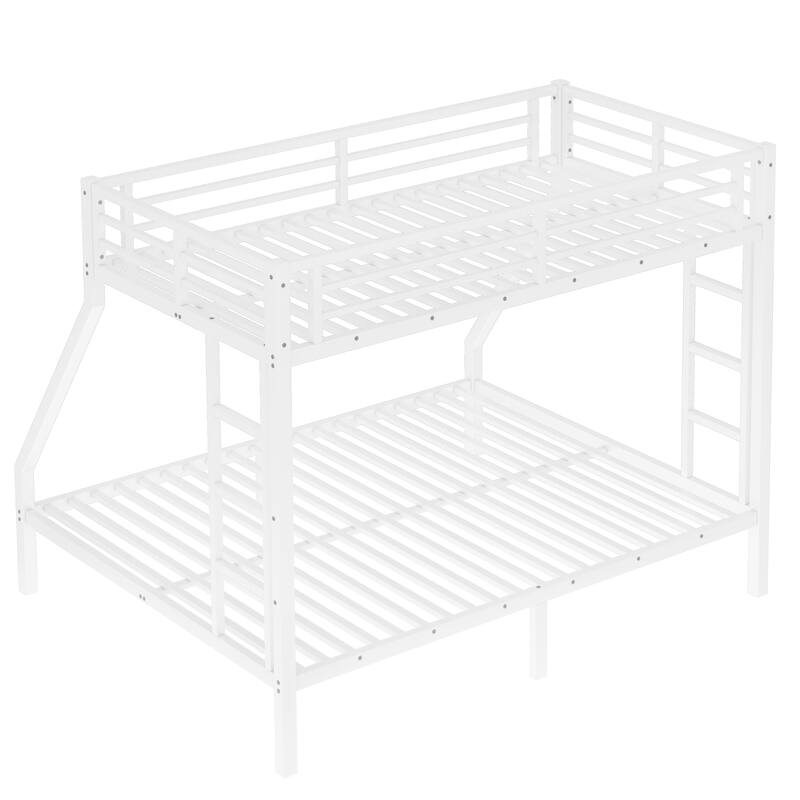 Metal Bunk Bed Frame with Safety Guardrail, Heavy Duty Metal Slat Support, Noise Free