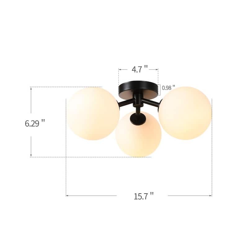 Modern Semi Flush Mount Ceiling Light - 3 Spheres Globe Design