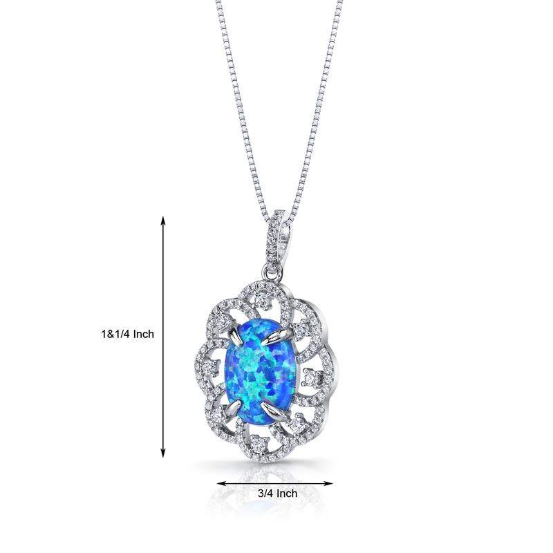 2.25 ct Blue Opal Pendant in Sterling Silver