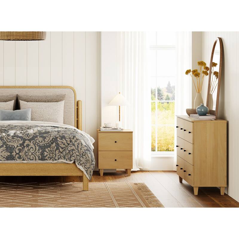 Bedroom 6-Drawer Wood Dresser and Charging Nightstand Set