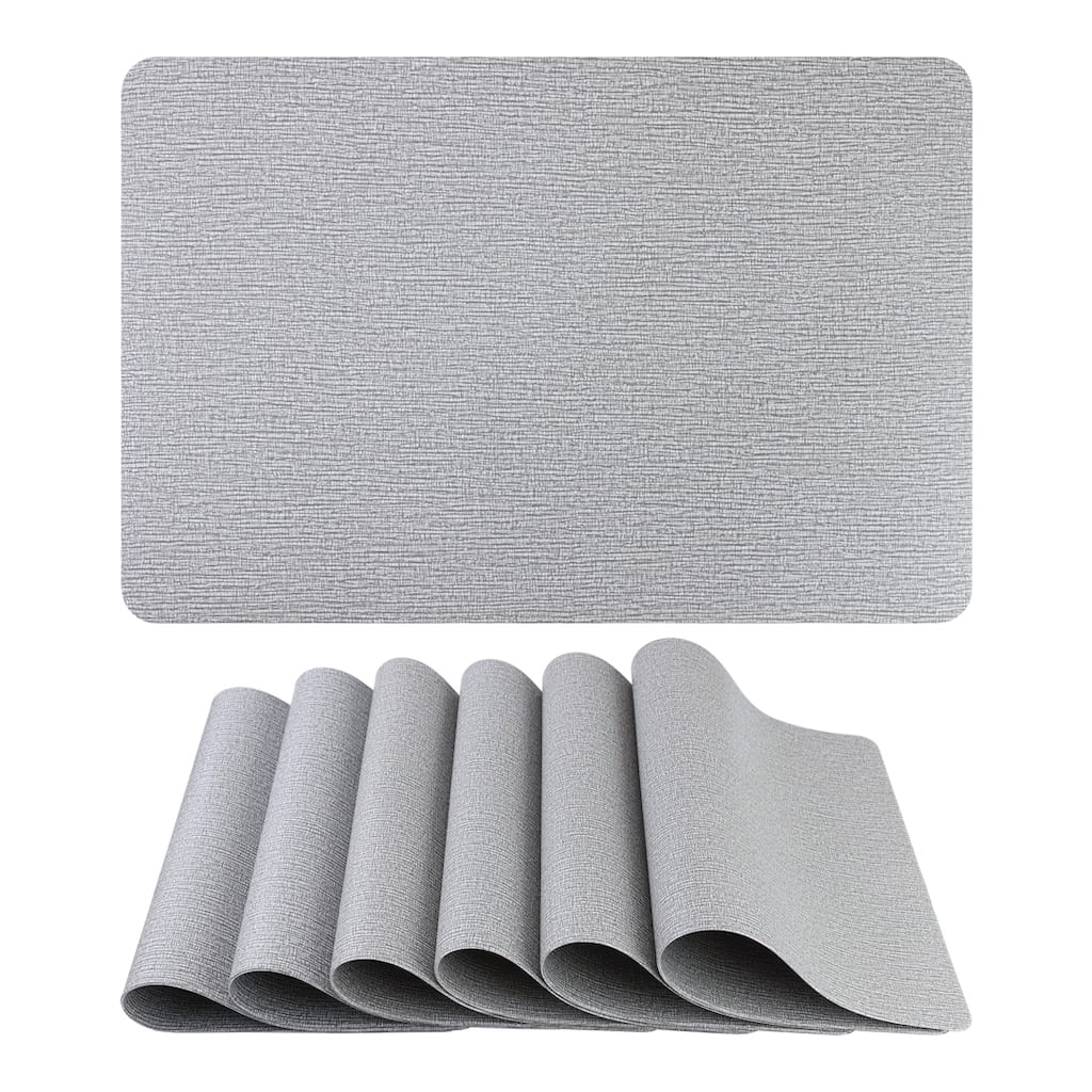 Solid Placemats Set of 6 PVC Placemats for Kitchen Dining Table Decor Table Placemats Wipeable Table Mat - 18*12in
