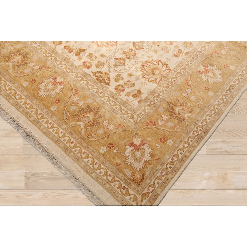 Beige Traditional 100% Wool Rug with 300 KPSI Pak Persian Area Rug - 8' 10'' x 12' 5''