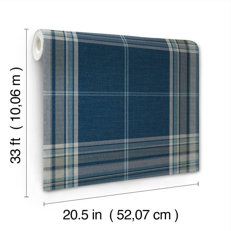 A-Street Prints Westley Navy Plaid Wallpaper