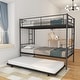 preview thumbnail 8 of 7, Metal Bunk Bed Twin Over Twin Size with Trundle, Metal Twin Size Bunk Beds Frame with Guardrails & Ladders, Twin Triple Bunk Bed