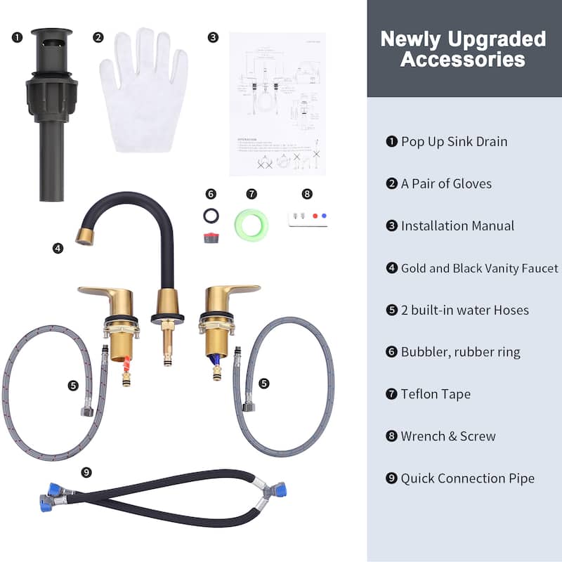 WOWOW 8 in. Widespread Bathroom Sink Faucet with Pop-Up Drain