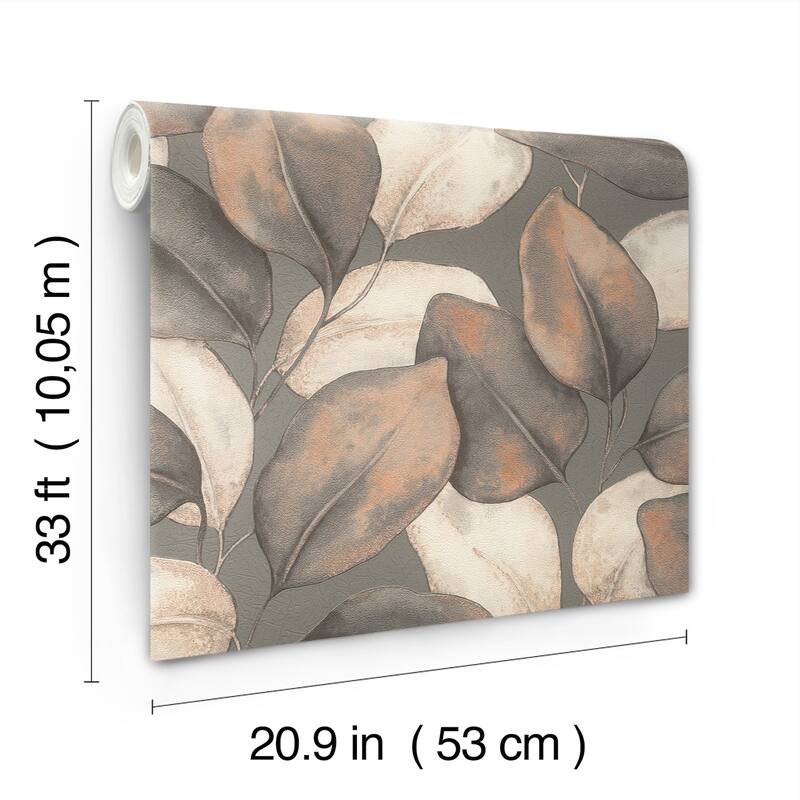 A-Street Prints Evanthe Charcoal Vine Wallpaper