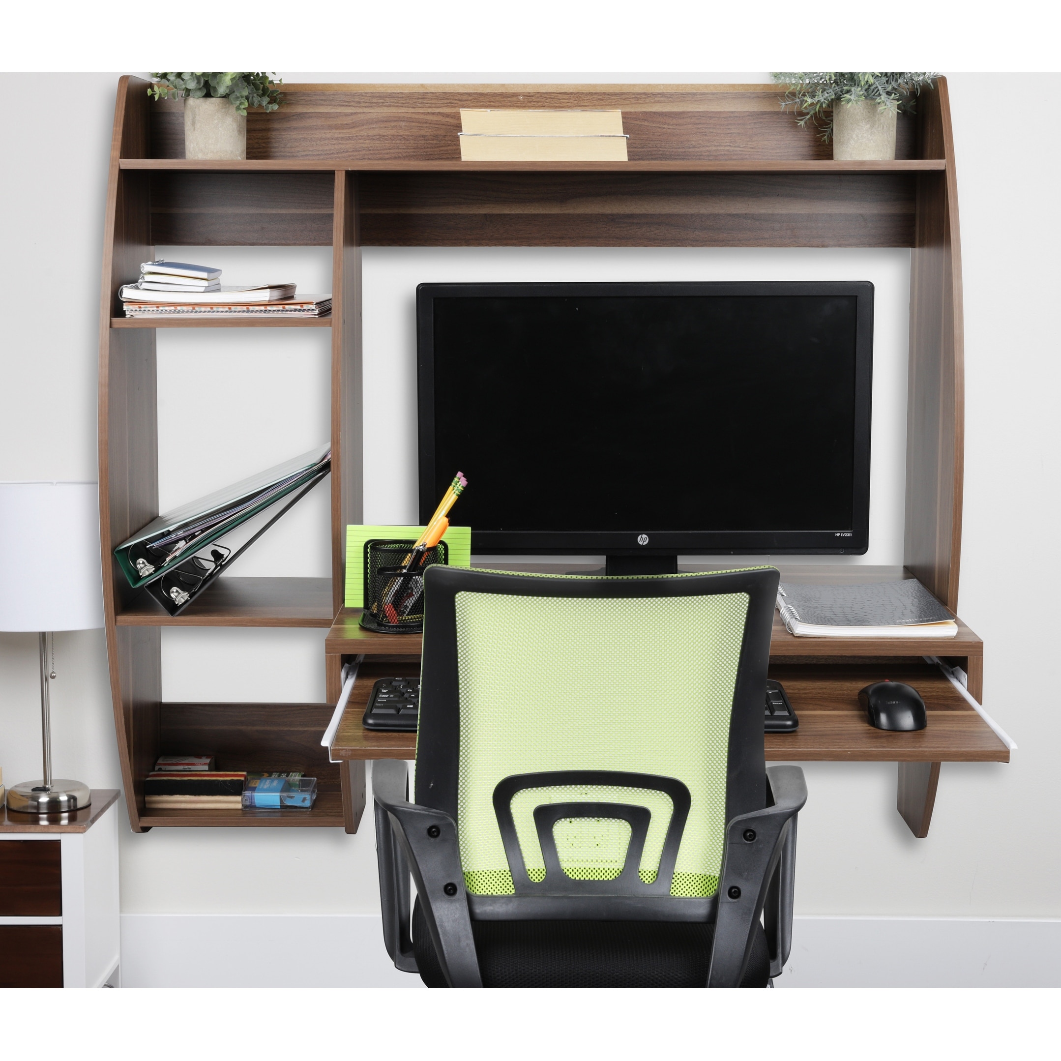 Prepac floating desk with storage and keyboard shop tray