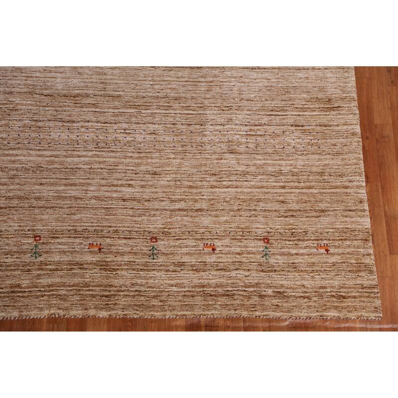 Hand Knotted Oriental 100% Wool Carpet Tribal Tribal Brown Gabbeh Area Rug - 9' 5'' X 8' 1''