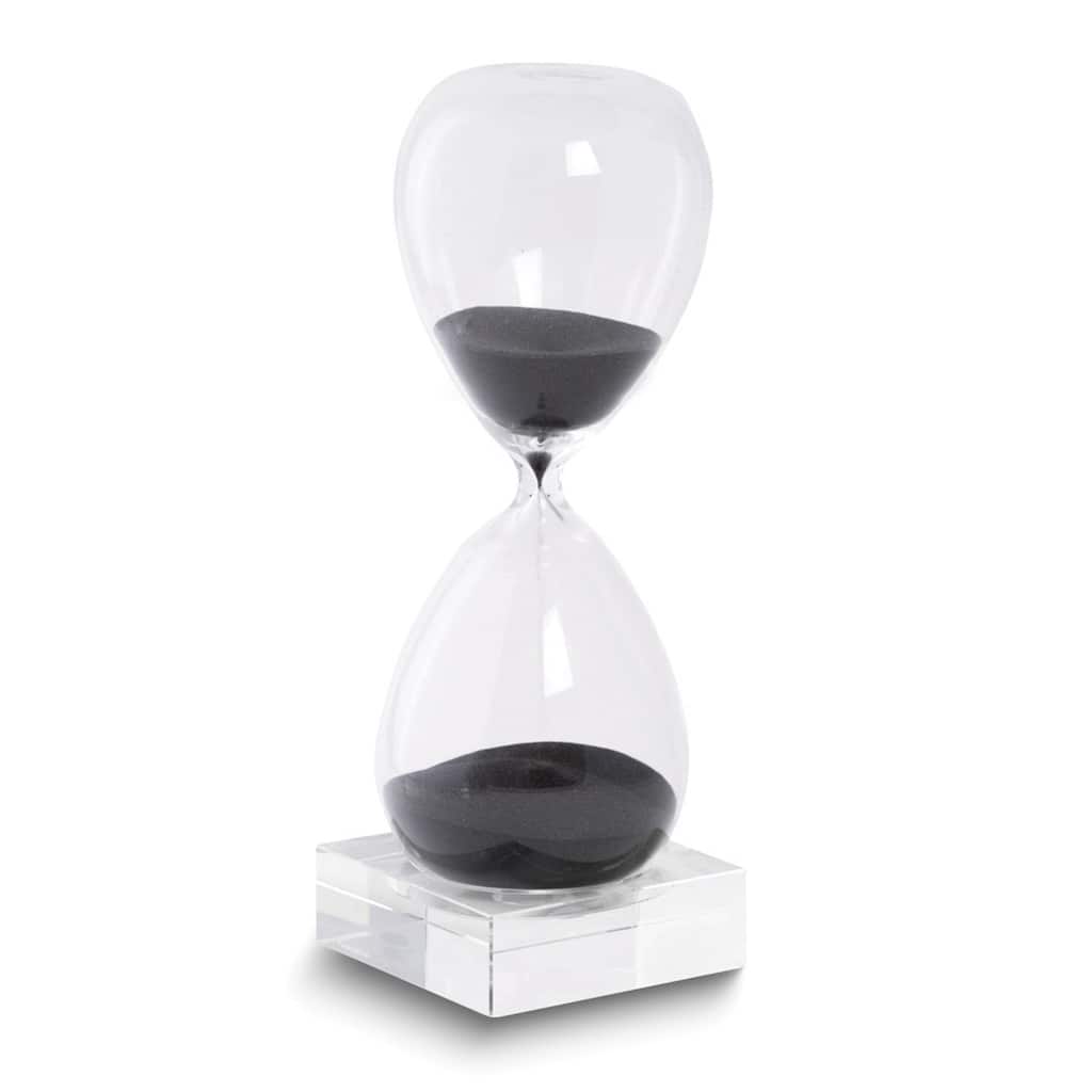 Curata Black Sand Hand-Blown Glass 30-Minute Hourglass with Stand