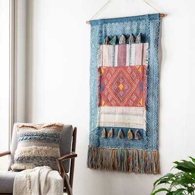 Moyo Hand Woven Cotton, Polyester and Viscose 29" x 48" inch Bohemian/Global Tapestry - 29" x 48"