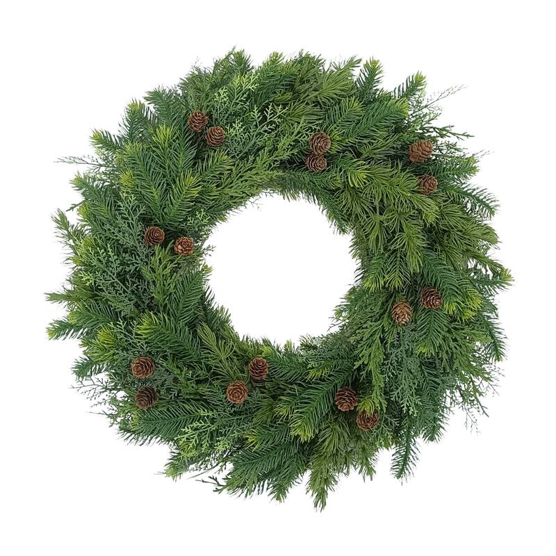 Artificial Pine Christmas Wreath with Pinecones - 2' - Unlit