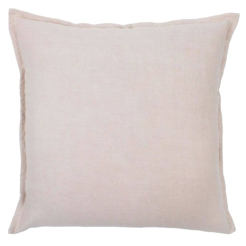 Jiti Indoor Farmhouse Country Solid Color Flange Edge Soft Washed & Dyed Linen Square Throw Pillows Cushion - Beige