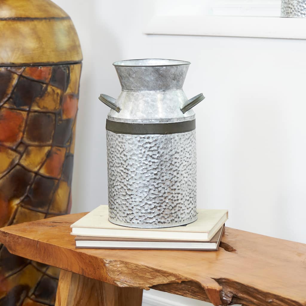 Gray Metal Milk Can Vase