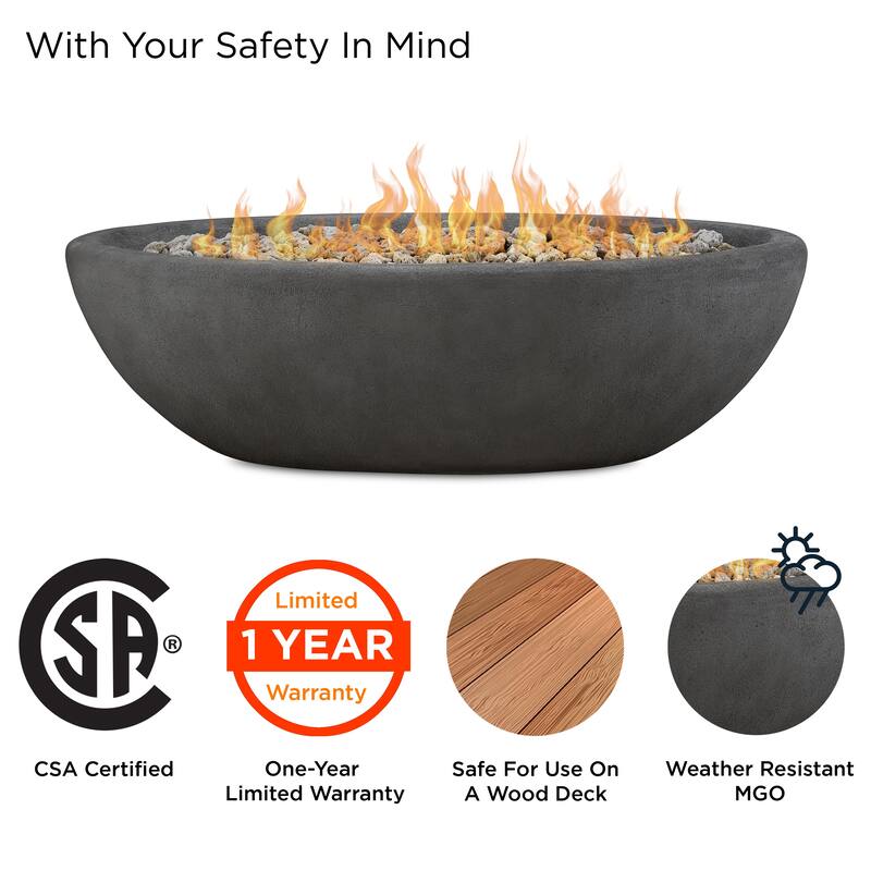 Riverside 58" Large Oval LP Fire Bowl in Shale by Real Flame