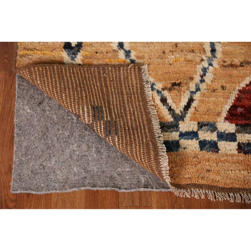 Geometric Tribal Moroccan Rug Hand-Knotted Multi-Color Wool Carpet - 6'9" x 9'7"