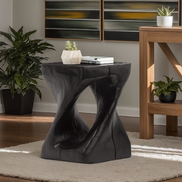 Twist Shape MGO Accent Side Table, Unique Modern End Table with