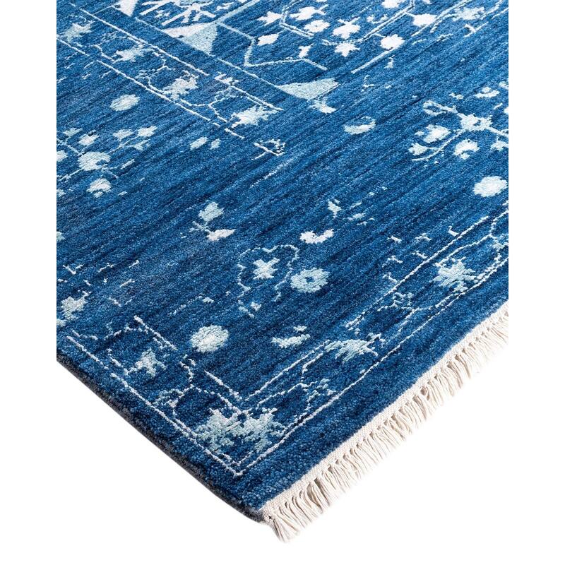 Ikat One-of-a-Kind Hand-Knotted Area Rug, Blue - 8' 2" x 9' 10"