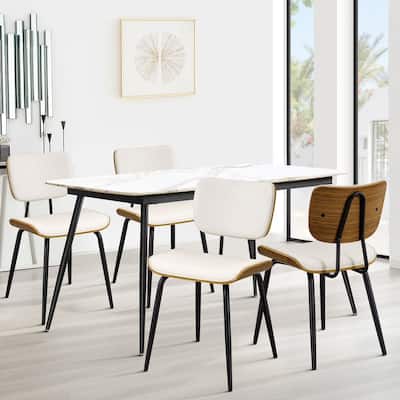 Faux Leather Upholstered Dining Chairs Set of 2/4 - 33.5" H x 17.5" W x 23" D