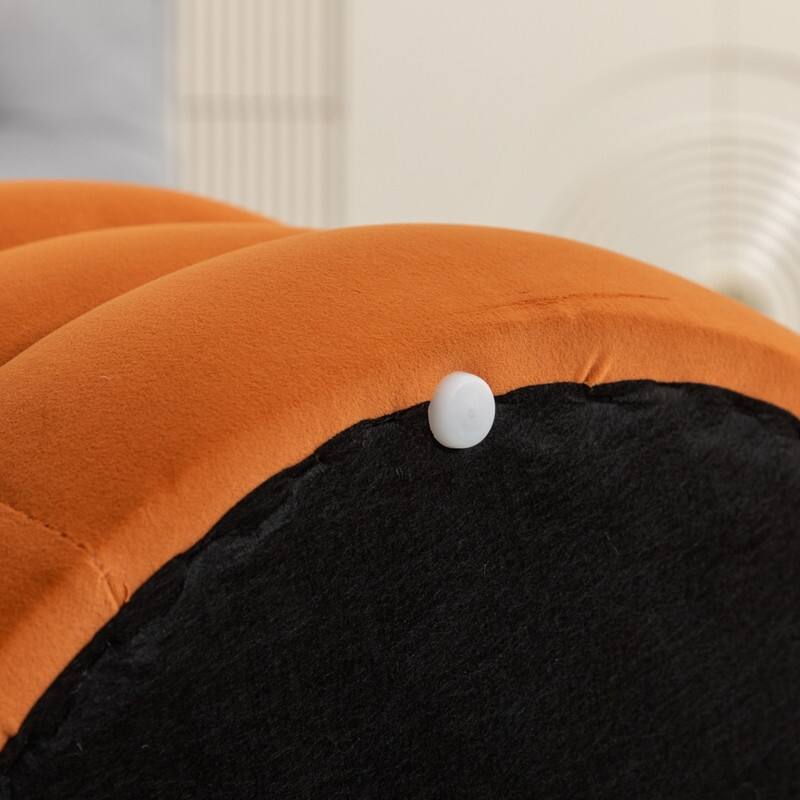 Velvet Fabric Storage Round Ottoman Footstool With Wooden Shelving