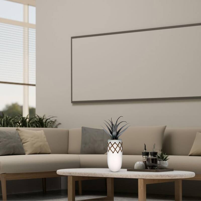 Aria Home Oblong Ceramic Vase Milky White With Leather Stitch