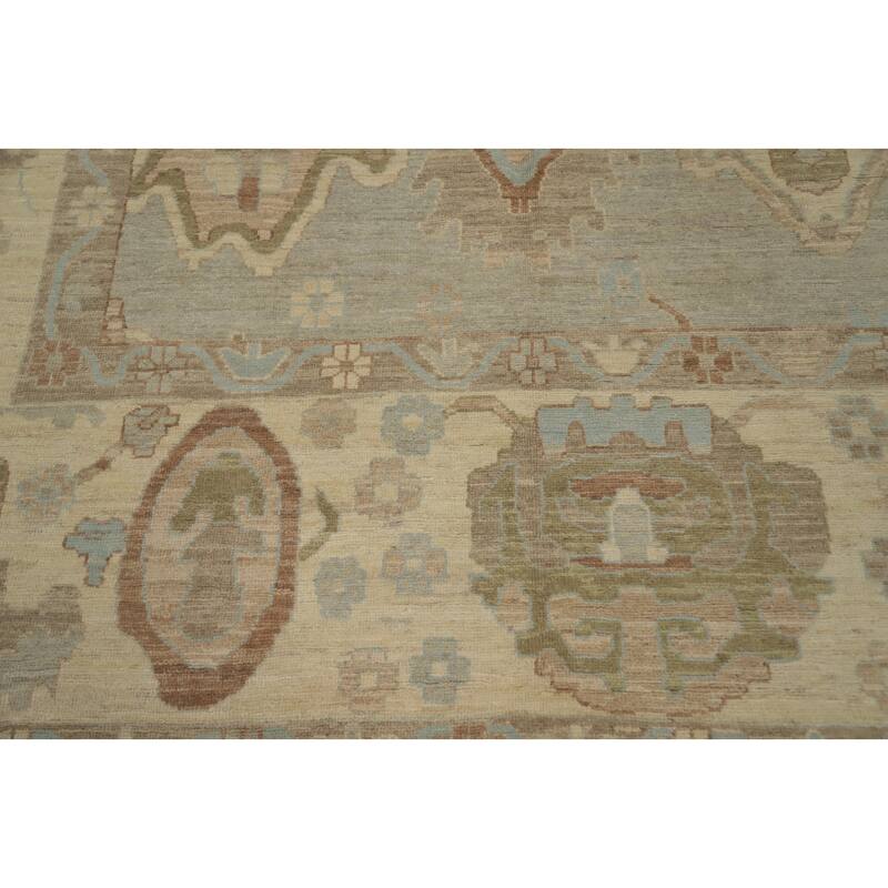 Hand Knotted Oriental 100% Wool Carpet Transitional All-Over Greys & Charcoal Oushak Area Rug - 9' 8'' X 7' 11''