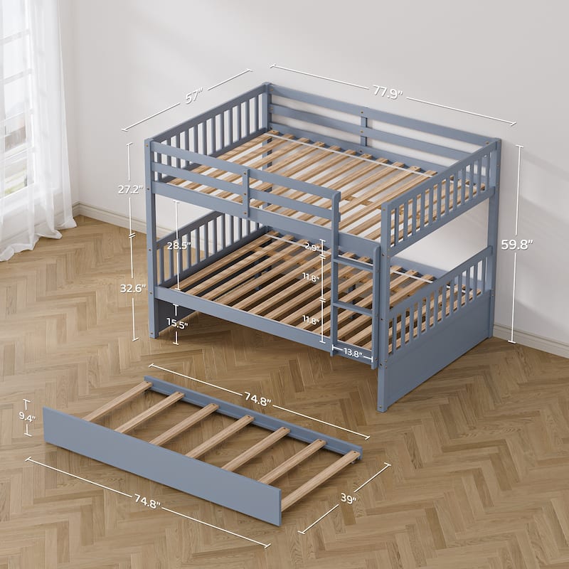 Ouyessir Full Over Full Bunk Bed with Trundle