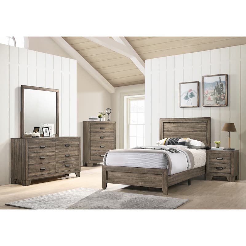 Modern Grey Finish Twin Size Panel Bed, Wooden Bedroom Furniture