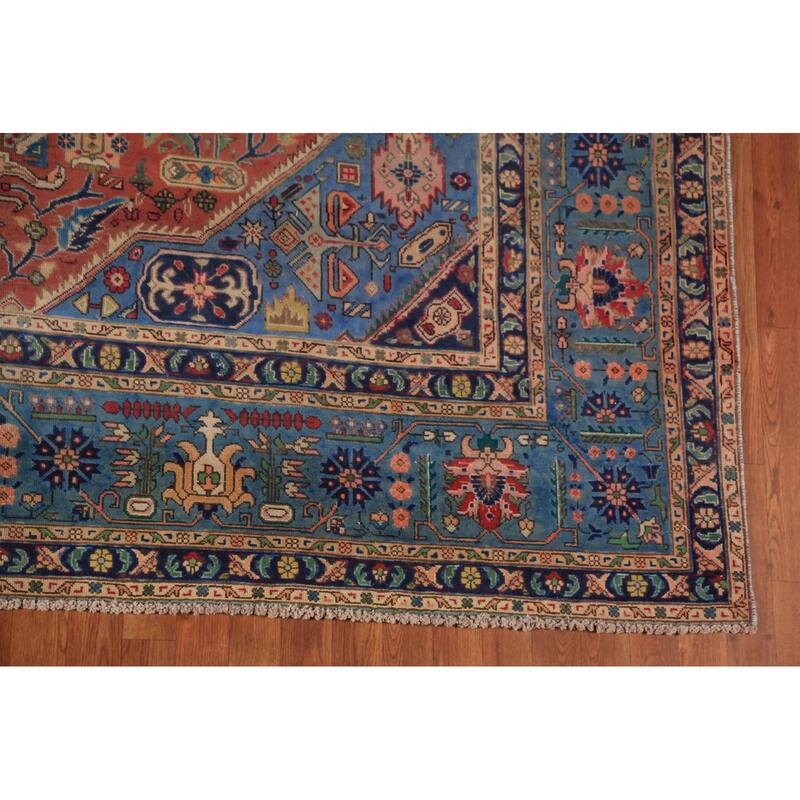 Orange Tabriz Persian Area Rug Handmade Wool Carpet - 9'3"x 12'10"