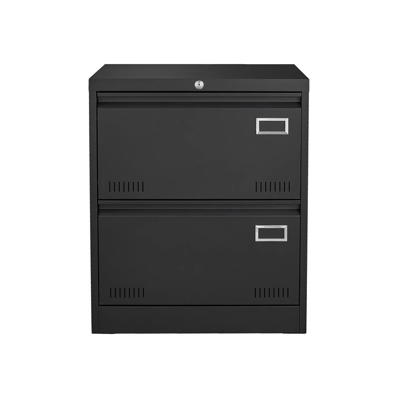 Anmytek Black File Cabinet Double Drawer Locking Office Storage Desk Organizer
