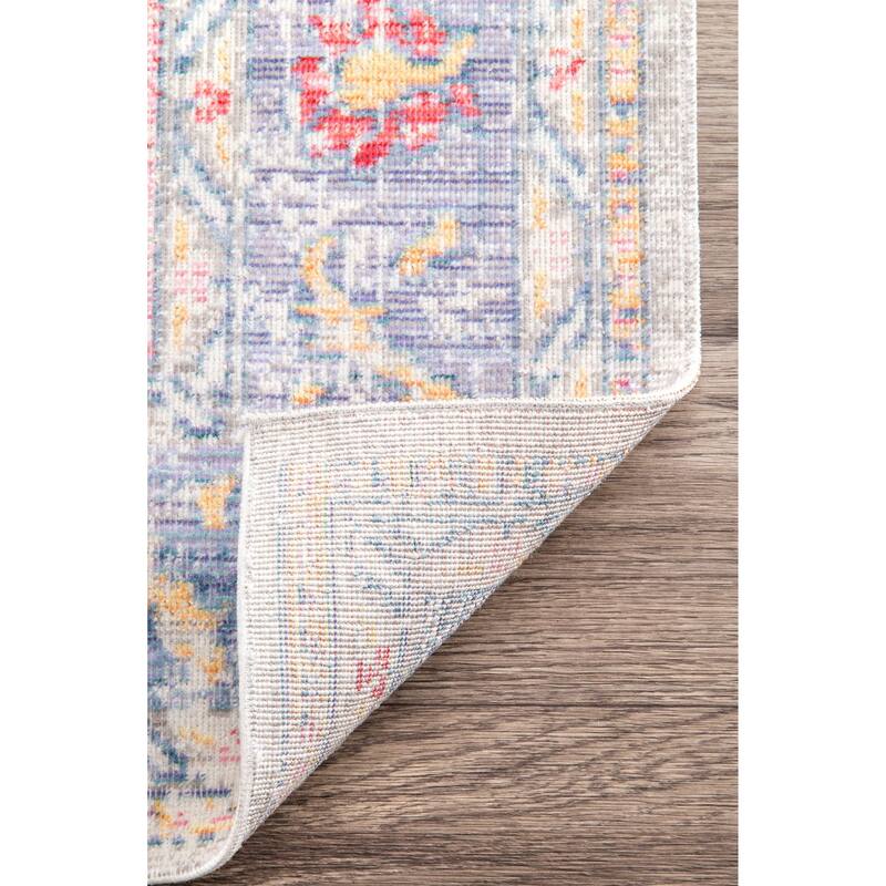 Nuloom Grey Transitional Classical Medallion Fading Folktime Border Area Rug