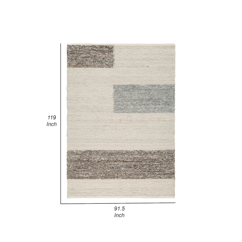 Rusy 8 x 10 Large Area Rug, Handwoven Classic Stripes, Gray Polyester - 8 x 10