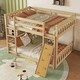 preview thumbnail 2 of 12, Twin over Twin Floor Bunk Bed with Playhouse Design, Ramp & Dual Ladders