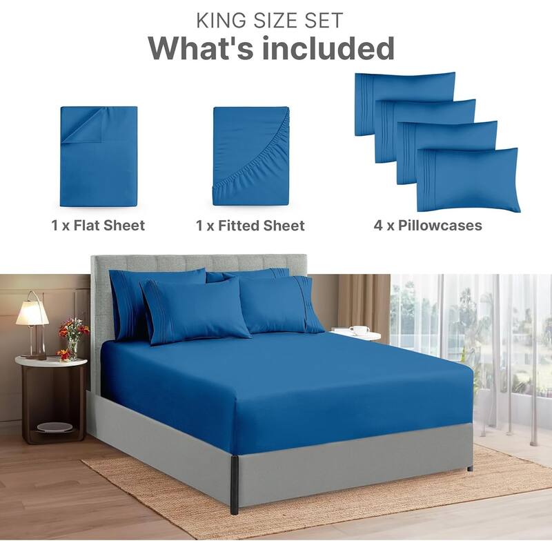 CGK Linens 6 Piece Extra Deep Pocket Microfiber Hotel Luxury Bed Sheets Set