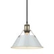 preview thumbnail 2 of 0, Yep by Golden Lighting Orwell 1-light 10in Pendant in Aged Brass and Dusky Blue shade - Gold