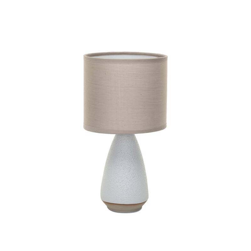 Stoneware Table Lamp with Linen Shade and Speckled Finish - 5.9"L x 5.9"W x 10.8"H