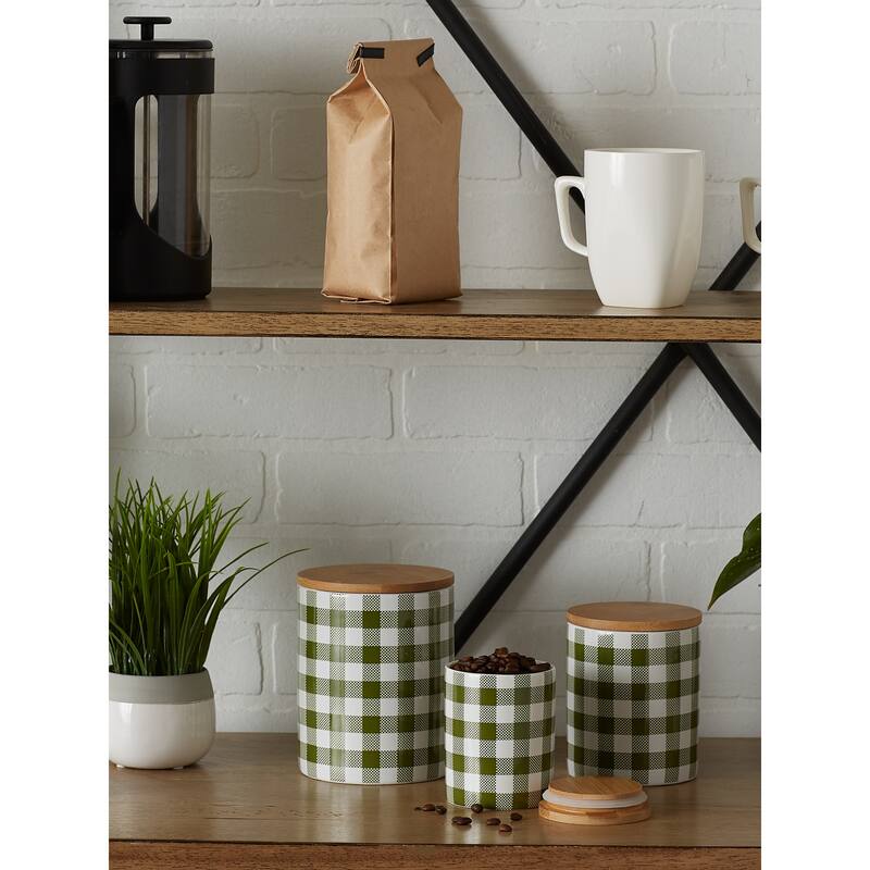DII Buffalo Check Ceramic Canister (Set of 3)