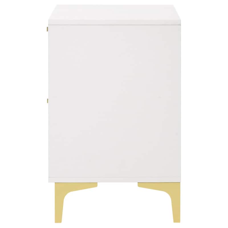 Rectangular Nightstand with 2 Drawers, Bedroom Storage Cabinet with Metal Handles, Accent Cabinet with Metal Legs