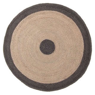 ECARPETGALLERY Braided Weave Palas Denizli Taupe Jute Rug - 4'0 x 4'0