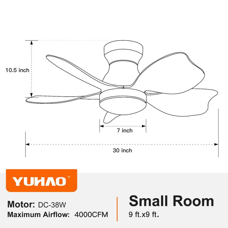 Modern Small Ceiling Fan Light with 3 Color Temperatures and 5 Blades, 6 Adjustable Wind Speeds for Bedroom and Living Room