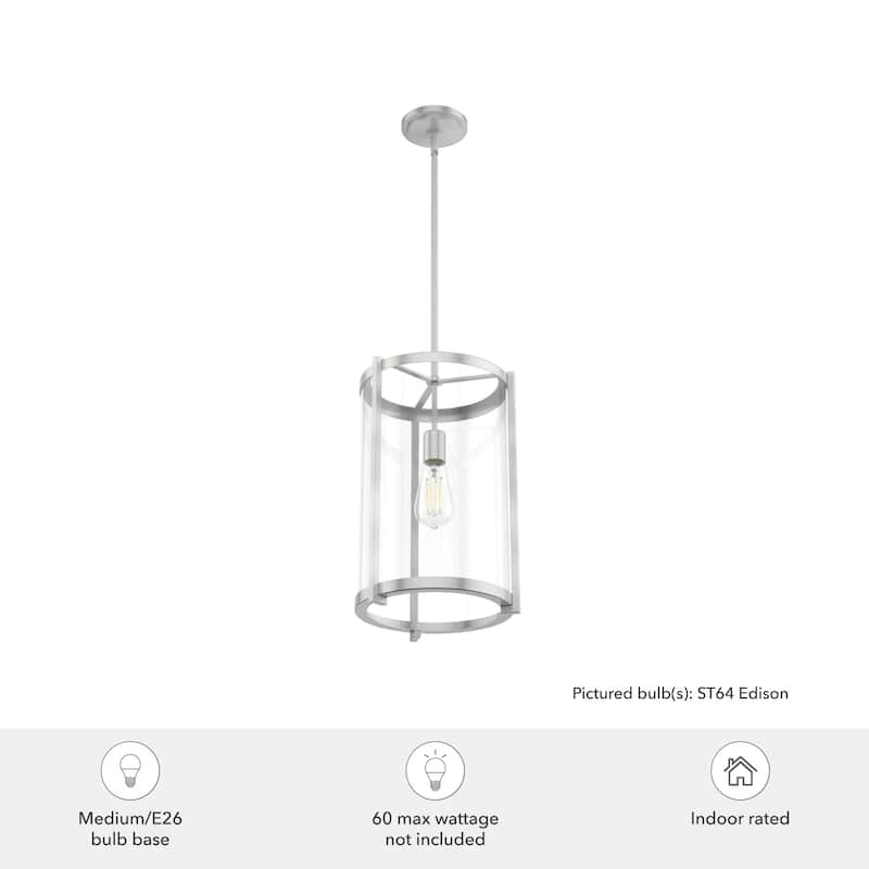 Hunter Astwood 1-Light Pendant - Kitchen Island, Dining Room, Entry - Art Deco, Contemporary, Clear Glass