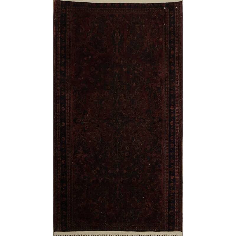 Hand Knotted Oriental 100% Wool Carpet Traditional Floral Pink Sarouk Area Rug - 3' 10'' X 2' 1''